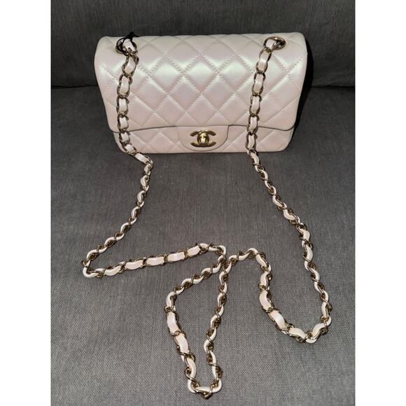 Chanel 21S Iridescent White Mini Flap Rectangle CC Quilted Chain Crossbody Bag - Picture 9 of 16